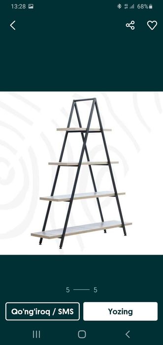 Стеллаж лофт дизайн сифатли, бақувват, қулай,  ҳамёнбоп