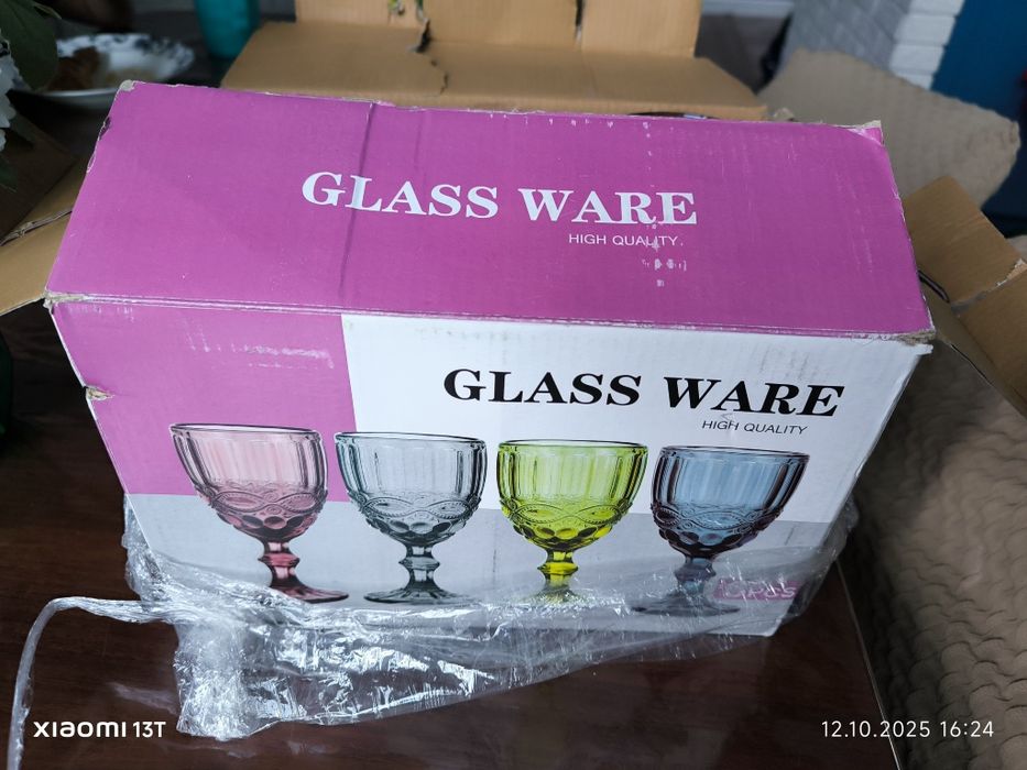 Фужеры голубые зеркальные