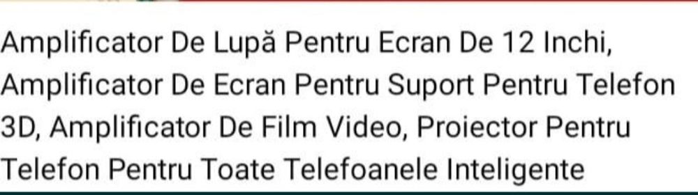 Amplificator ecran imagine tip lupă 12 inchy