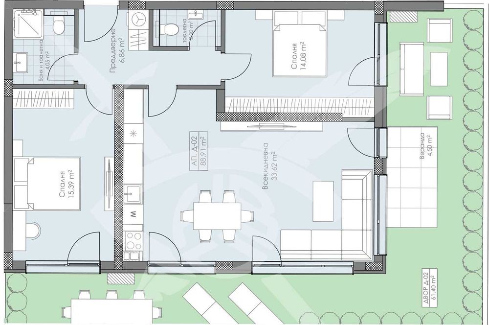 Тристаен апартамент Остромила 592-22217