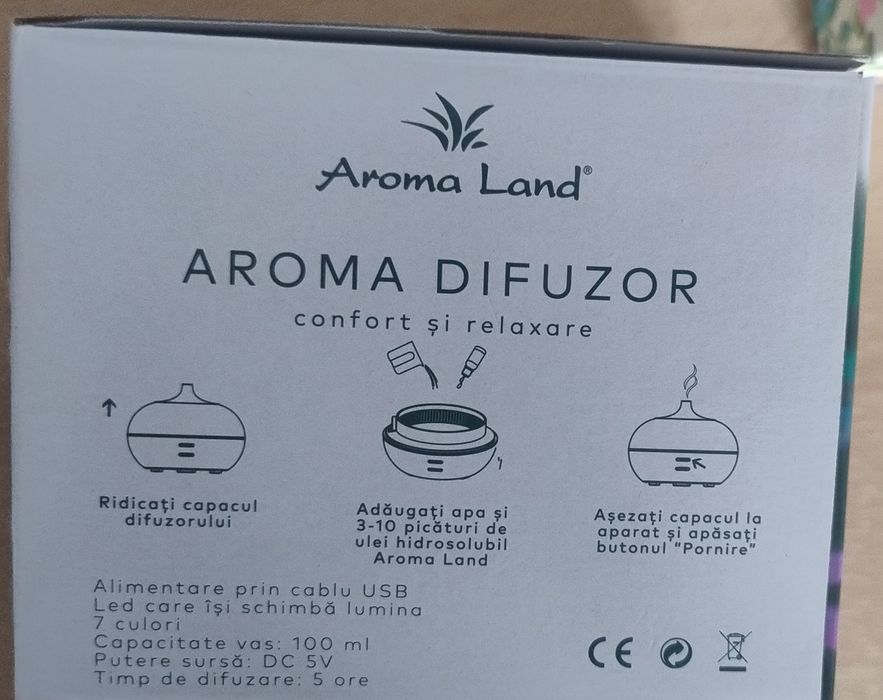 Aroma Difuzor Aroma Land ultrasonic si Set 2 Uleiuri parfumate