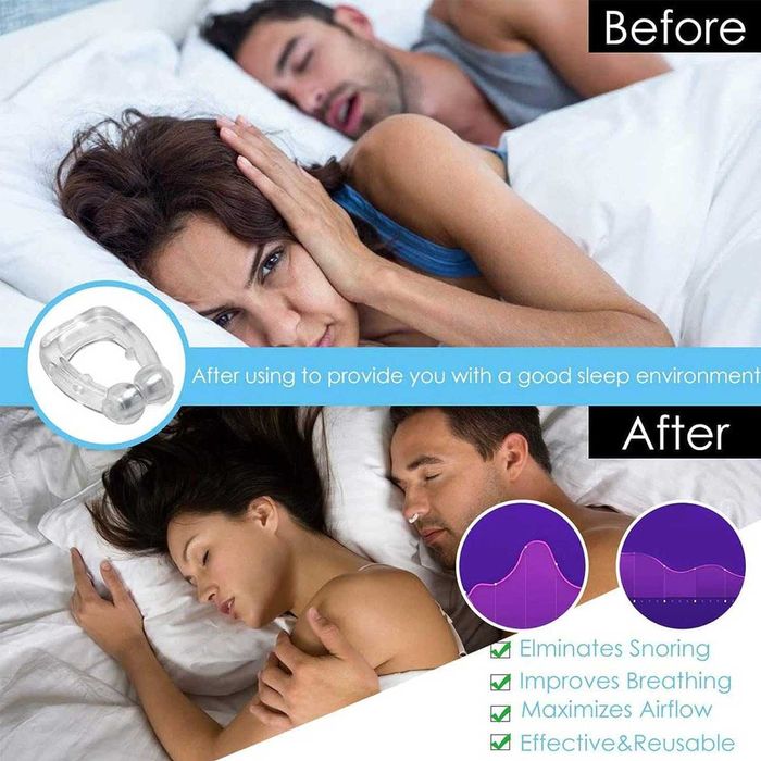 Dispozitiv nazal anti-sforait, 4 bucati, silicon si magneti, cu cutie