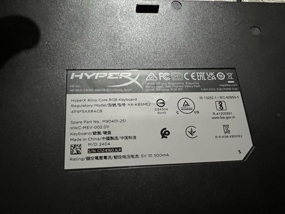 Продам кейкапы HyperX Alloy Core RGB