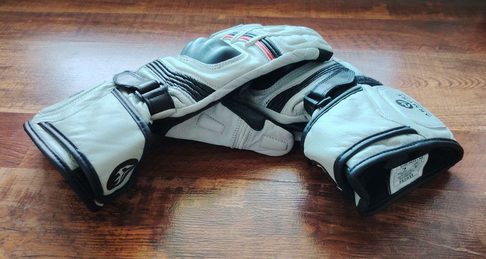 Manusi moto Armure L piele gri/alb