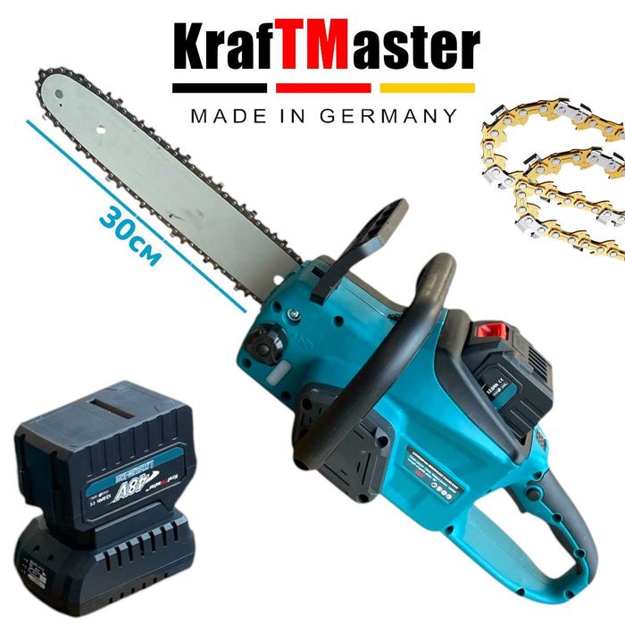 Акумулаторен верижен трион Резачка KrafTMaster 36V-8ah. 30см шина.