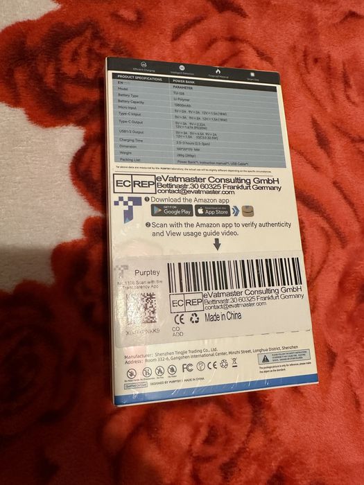 Power Bank Purptey 13800mAh 22.5W