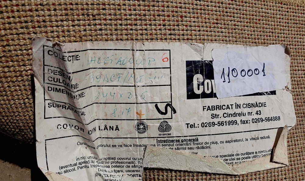 Covor NOU, sigilat, lana 100% Cisnadie,colectia MALEI
