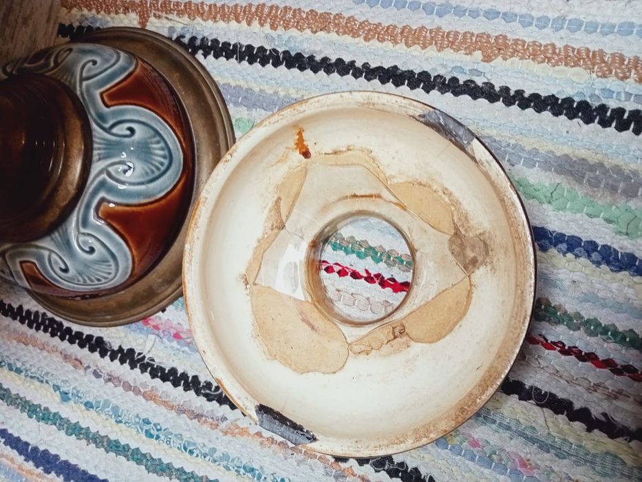 Lampa veche majolica, sfârșit anu 1800 început anu 1900, Austro-Ungara