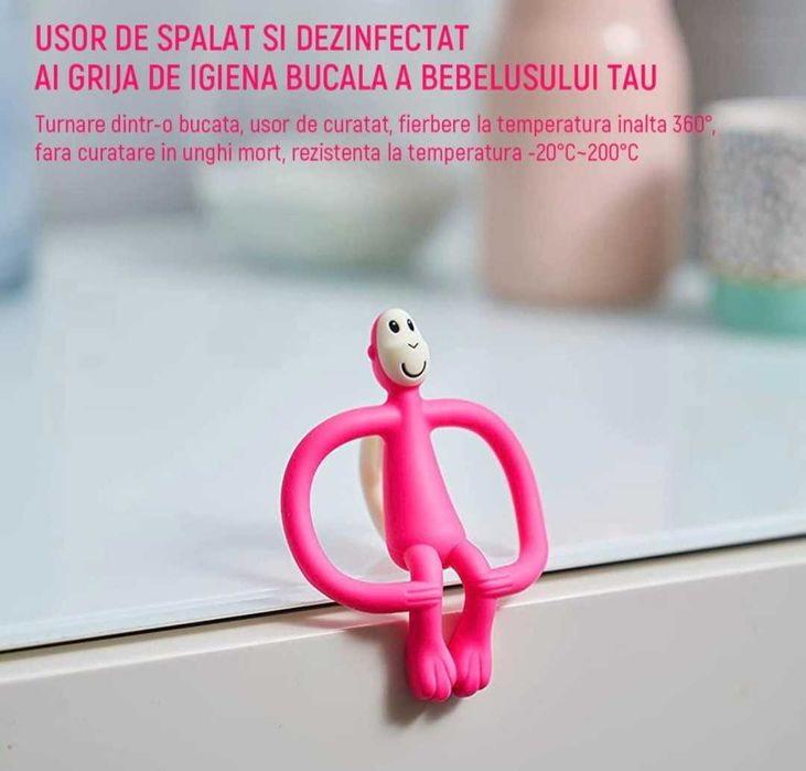 Jucarie dentitie bebelusi Maimutica vesela, Inel Gingival, Monkey,