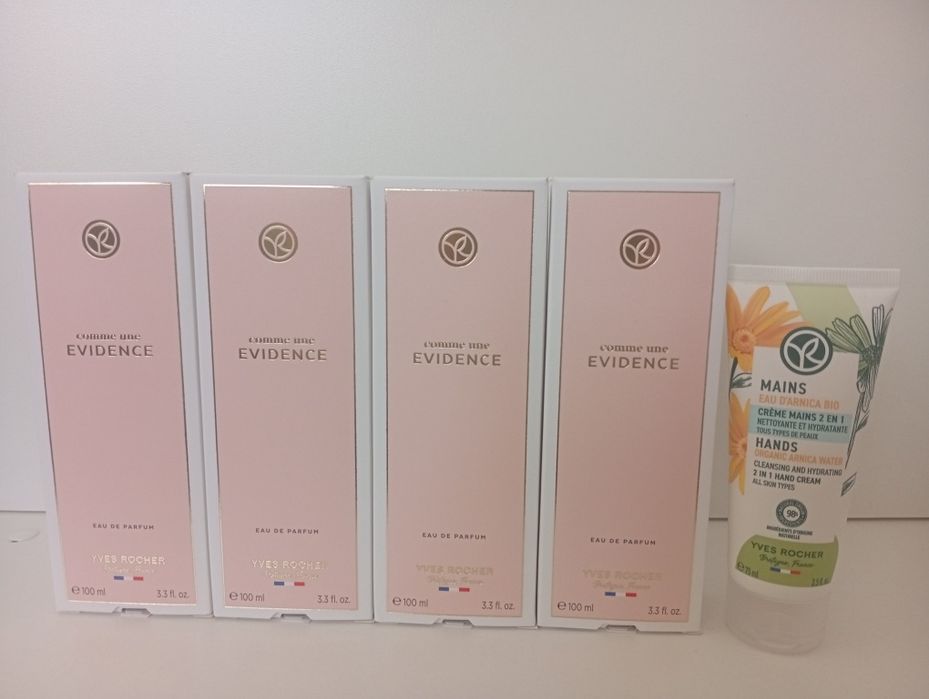 Set Evidence: ! 100 ml! * 3 buc Apa de parfum Evidence + 1 crema pentru maini CADOU/ GRATUIT; Yves Rocher