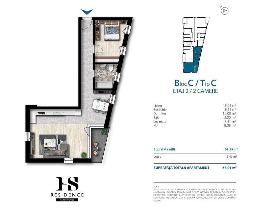 Apartament nou finisat și semimobilat!