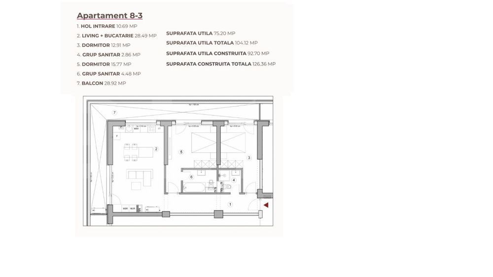Apartament open space 3 camere 104.12 mp in ansamblu cu 0% Comision la