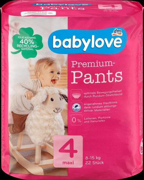 Памперс гащички DM Babylove размер 4Maxi, 8-15кг, 6x22 броя, неотварян