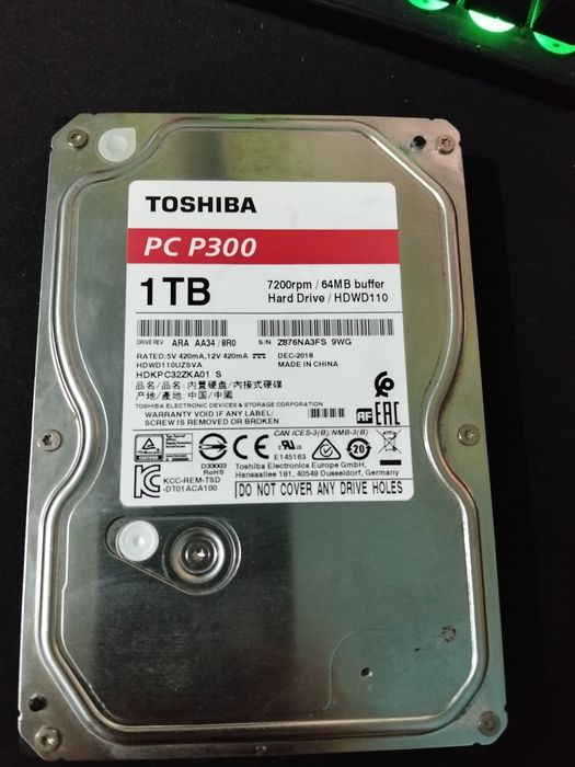 Toshiba P300 1TB HDD — 7200 об/мин