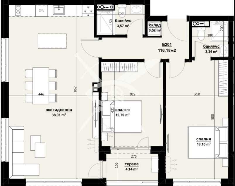 Продава се Тристаен апартамент в Бургас, Изгрев - 116 кв.м за 1121 €/кв.м - Снимка #1