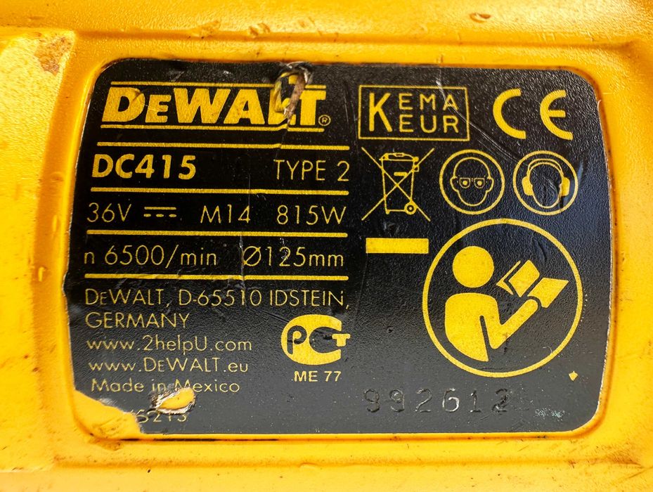 Dewalt DC415 - Aкумулаторен ъглошлайф 36V