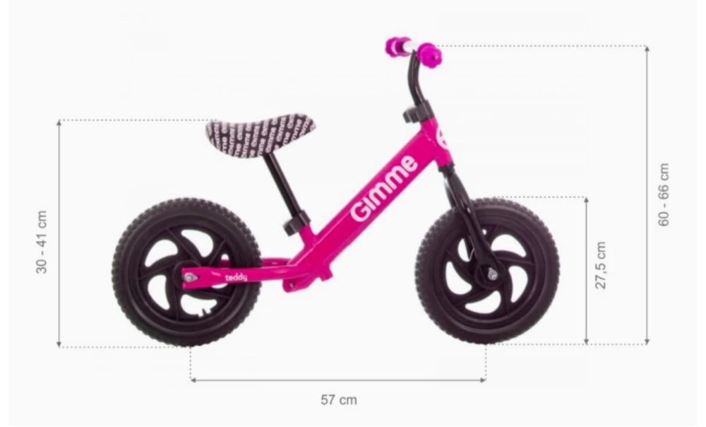 Bicicleta copii fara pedale Teddy 11 inch 3-6 ani inaltime 85-110 cm