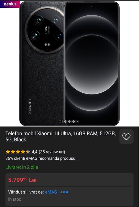 Xiaomi 14 ultra dualsim 16gb ram 512Gb memorie camere top