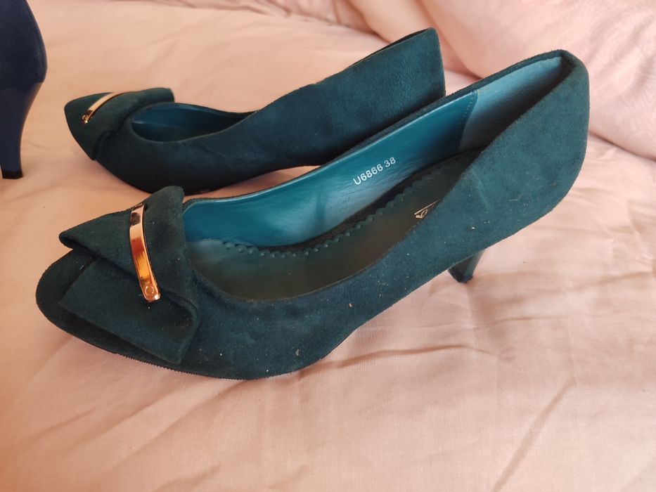 Дамски обувки с тънко токче 5см  за пролет и есен от еко велур