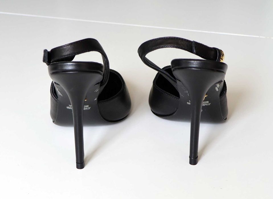 Versace черни кожени дамски обувки на ток, Размер 38.5