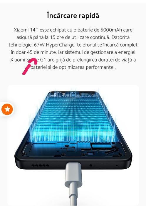 Xiaomi 14T, 12GB RAM  256GB, 5G, Titan Black, camera 50MP, SIGILAT