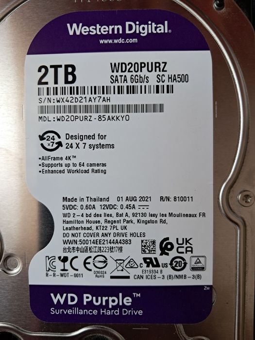 HDD WD Western Digital Purple 2 TB ideal pt NVR, DVR,  NAS