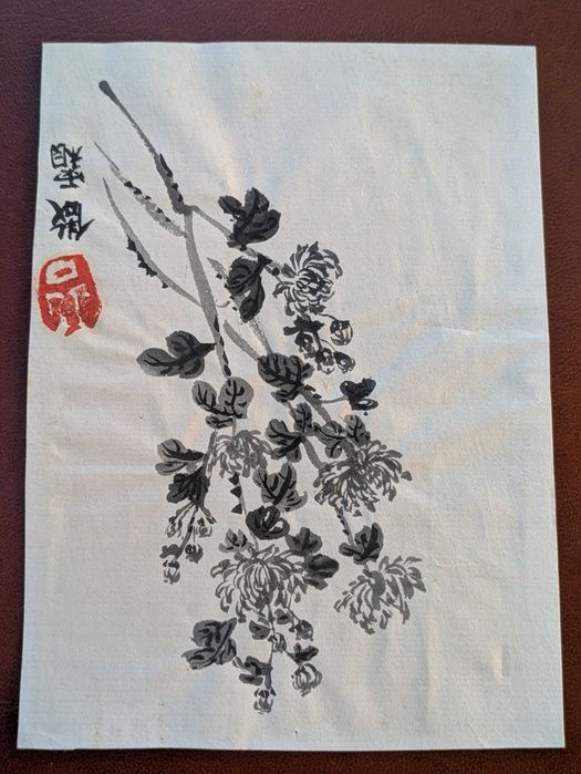 Pictură originală tuș pictată manual Japonia / China - Vechime 40+ ani