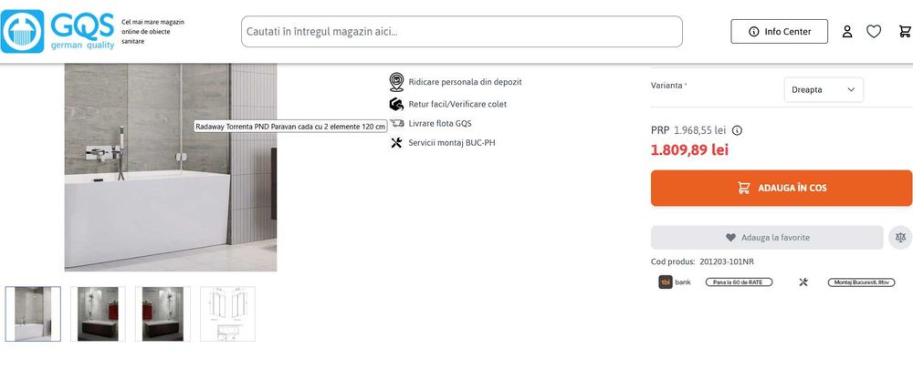 Vând paravan cadă baie