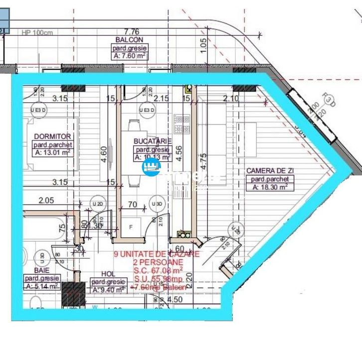 Apartament 2 camere decomandat | Moara de Vant – Brizo | 63,6 mp |
