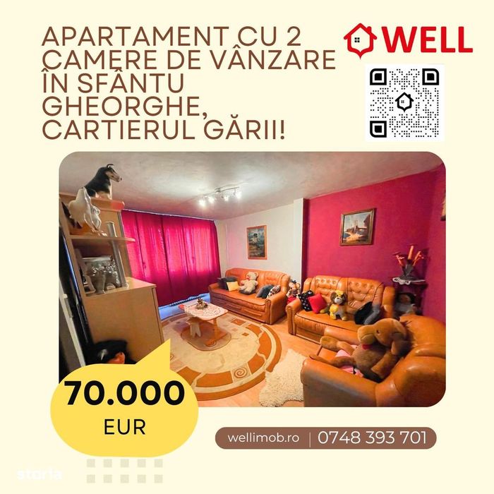 Apartament cu 2 camere de vânzare în Sfântu Gheorghe, cartierul Gării!
