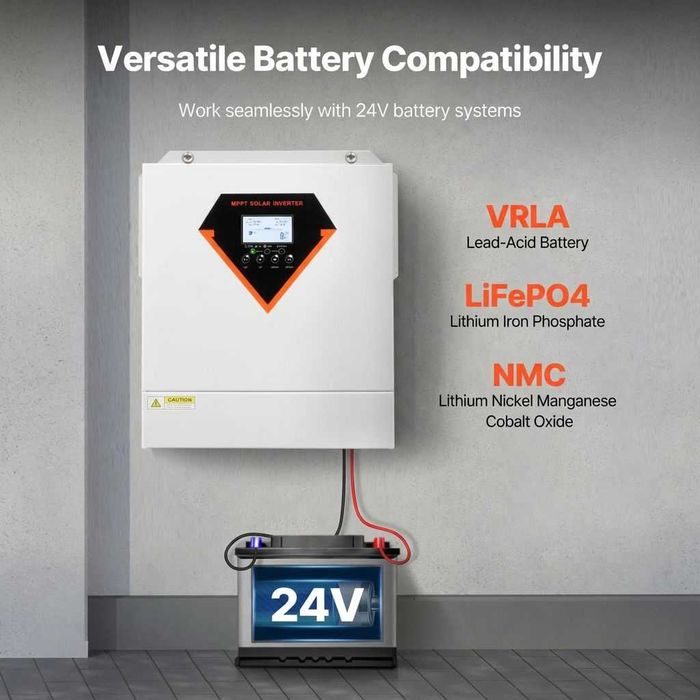 Invertor solar hibrid 3500W, 24V DC la 220/230V AC, controler MPPT 100A, sinus pur, monitorizare WiFi