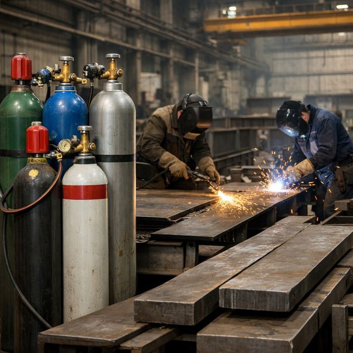 Газы для производства металлоконструкций — аргон, CO₂, кислород, ацети