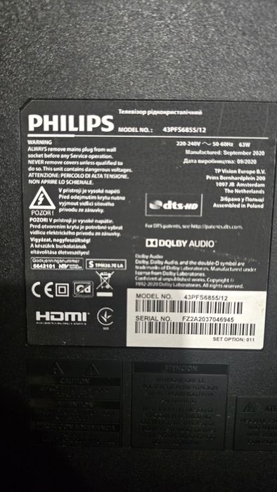 Телевзиро филипс 43' на части