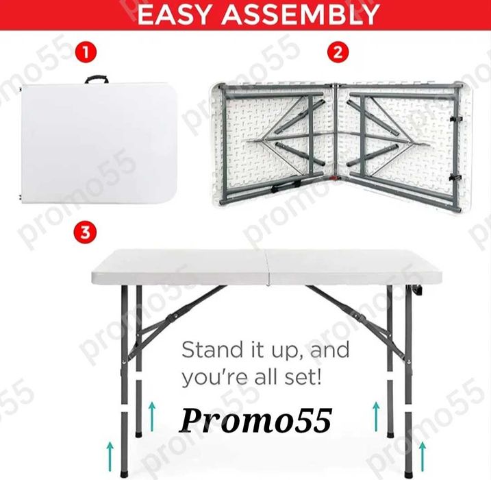 Сгъваема маса с голям плот тип куфар за тераса, градина, двор кетъринг