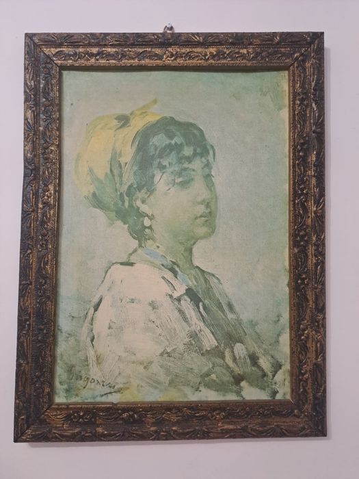 Tablou vechi Nicolaie Grigorescu ,,Fata cu basma galbena “