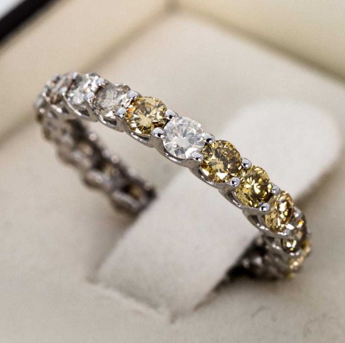 Inel tip eternity/tenis cu diamante naturale 2.19 ct - cu certificat
