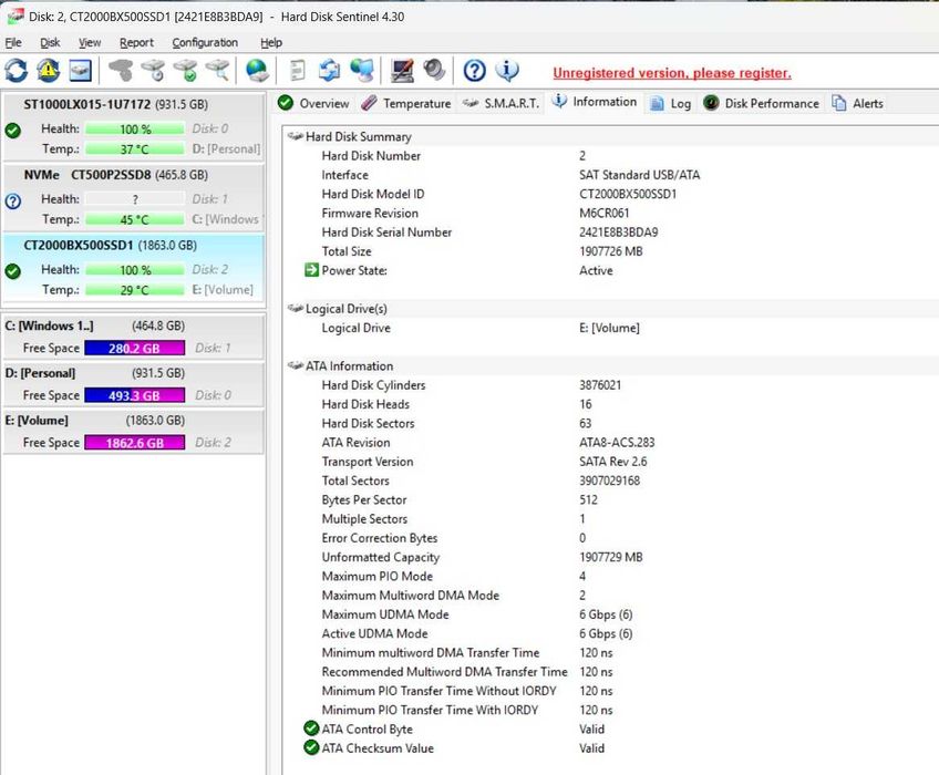 SSD 2Tb Sata 3 Crucial BX500