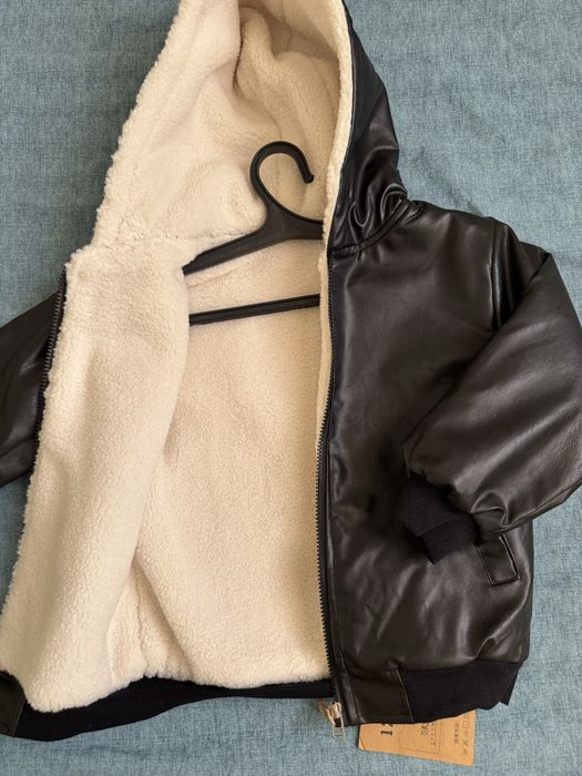 Зимний кожаный куртка