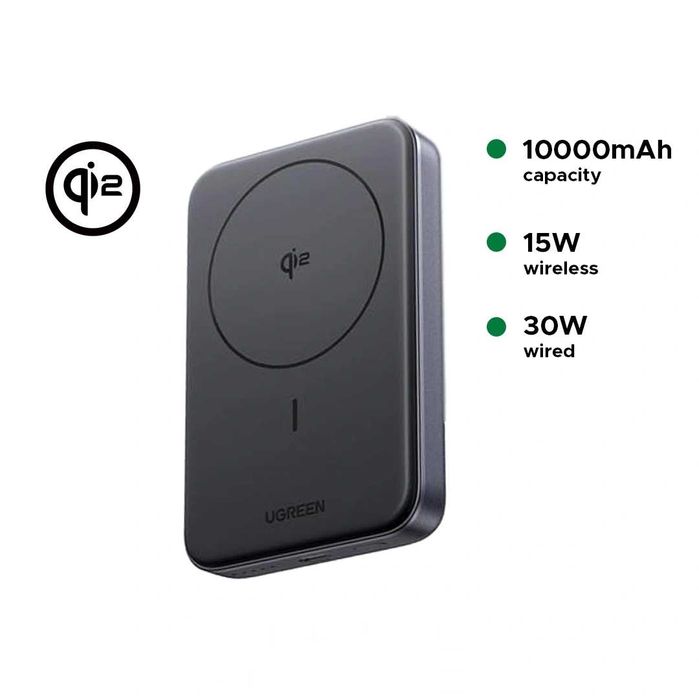 UGREEN 10000mAh Magnetic Wireless Power Bank Qi2. Есть доставка