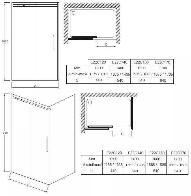 Плъзгаща душ врата 160×195 см, 8мм стъкло, хром – Jacob Delafon CONTRA