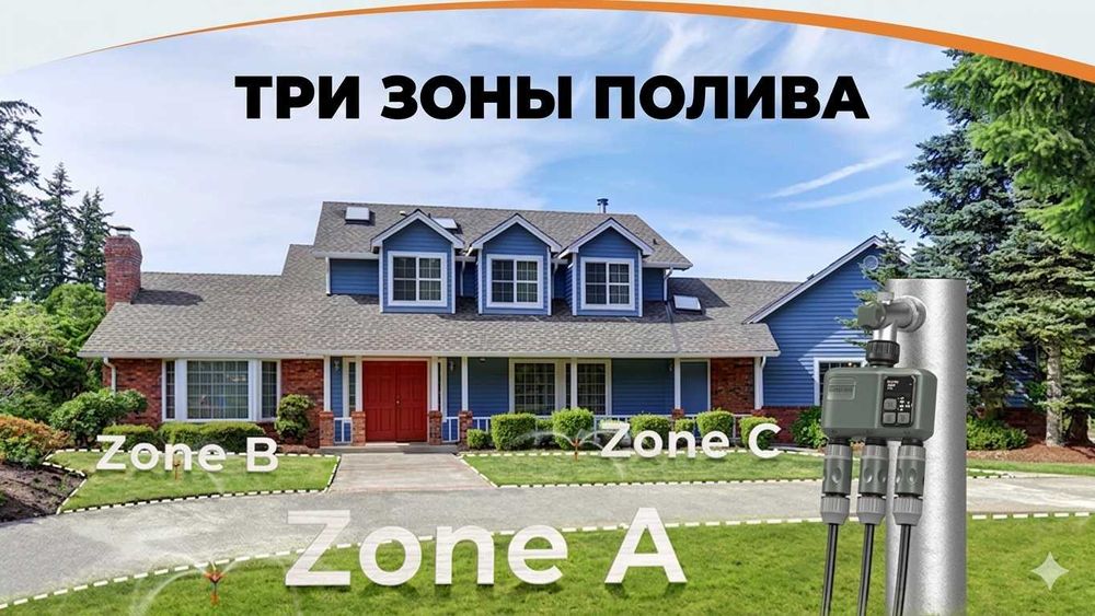 Умный WiFi таймер полива на 3 зоны + Беспроводной шлюз в комплекте