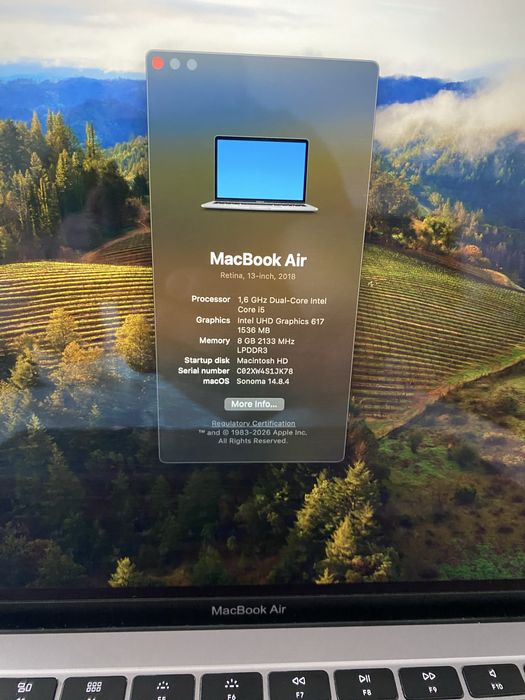 Macbook air 2018 i5, 256 SSD