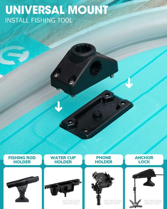 Тежкотоварен двукамерен риболовен SUP CETANA CT01 351x89 паддъл борд с висока стабилност, богата екипировка и възможност за седящо гребане.