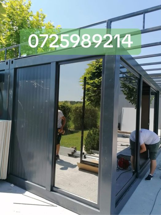 Container modular cu streasina 4.8 m x 6m abs metal containere