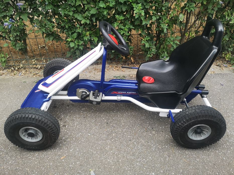 Cart/Kart cu pedale pentru copii PUKY F600 L 5-10 ani alb/albastru