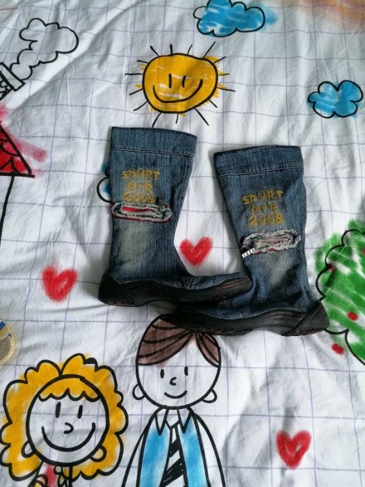 Пролетни дамски обувки високи–дънкови–НОВИ