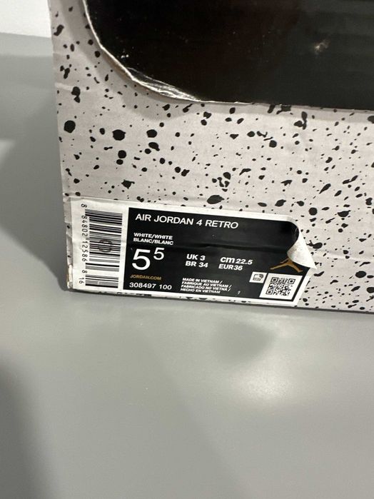 Air Jordan 4 Retro White Pure Money, marimea 36