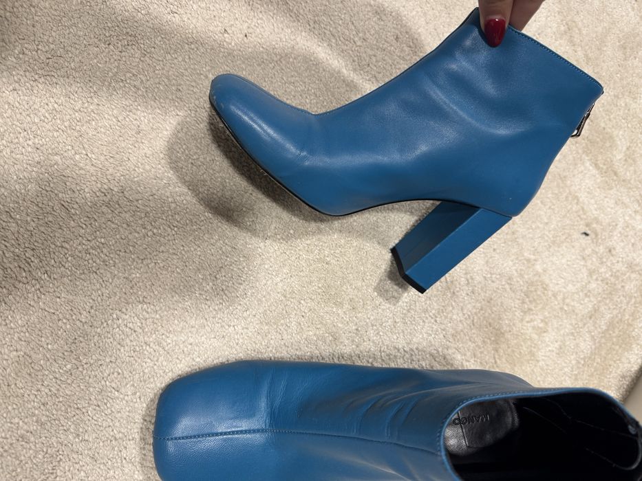 Чизми естествен велур , сини ботии зимни ботуши