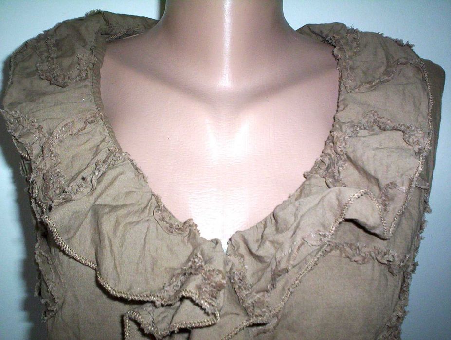 Super bluza Vesta Corset Fancy maro deschis insertii franjurate volane