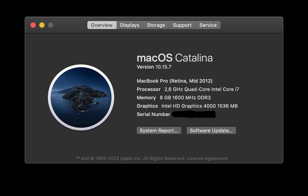 MacBook Pro (15-inch, Mid 2012) 2,6 GHz Intel Core i7, 8GB RAM, 512GB